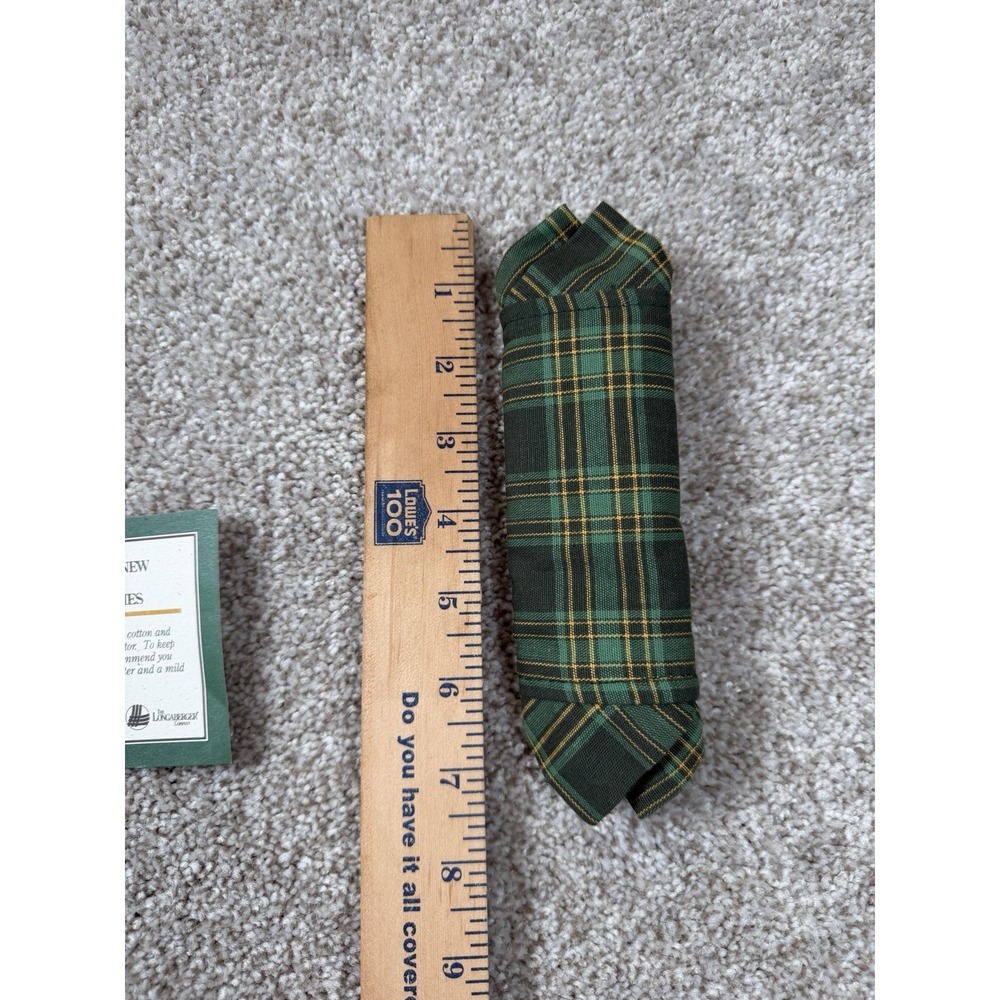 Vintage Longaberger Fabric Handle Gripper Napkin Green Traditions Plaid NEW - Picture 3 of 3